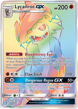 Lycanroc GX (Secret) 156 - Holofoil SM Guardians Rising - Secret Rare