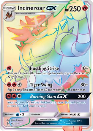 Incineroar GX (Secret) 147 - Holofoil SM Guardians Rising - Secret Rare