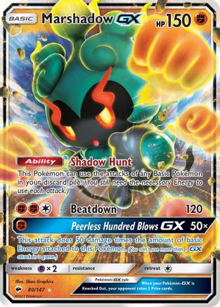 Marshadow GX 080/147 - Holofoil SM Burning Shadows - Ultra Rare