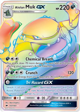 Alolan Muk GX (Secret) 157 - Holofoil SM Burning Shadows - Secret Rare
