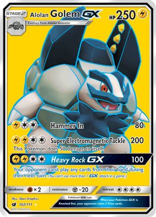 Alolan Golem GX (Full Art) 102/111 - Holofoil SM Crimson Invasion - Ultra Rare