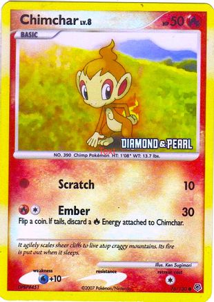 Chimchar 076/130 - Reverse Holofoil Burger King Promos - Promo