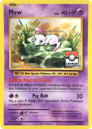 Mew 053/108 - Holofoil League & Championship Cards - Promo