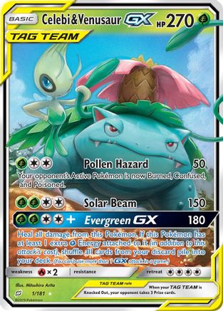 Celebi & Venusaur GX 001/181 - Holofoil SM Team Up - Ultra Rare