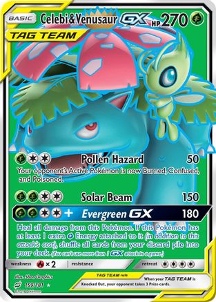 Celebi & Venusaur GX (Full Art) 159 - Holofoil SM Team Up - Ultra Rare