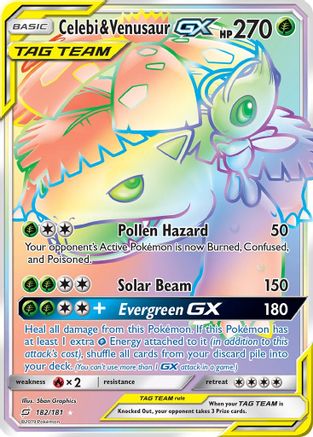 Celebi & Venusaur GX (Secret) 182 - Holofoil SM Team Up - Secret Rare