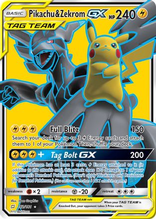 Pikachu & Zekrom GX (Full Art) 162/181 - Holofoil SM Team Up - Ultra Rare