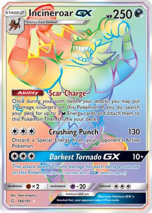 Incineroar GX (Secret) 188 - Holofoil SM Team Up - Secret Rare