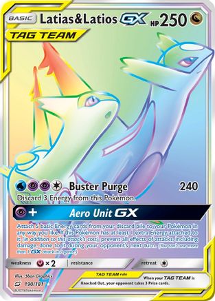 Latias & Latios GX (Secret) 190 - Holofoil SM Team Up - Secret Rare