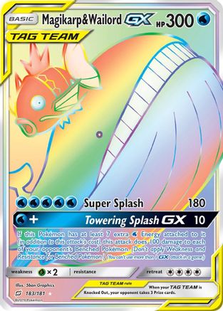 Magikarp & Wailord GX (Secret) 183 - Holofoil SM Team Up - Secret Rare