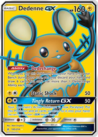 Dedenne GX (Full Art) 195 - Holofoil SM Unbroken Bonds - Ultra Rare