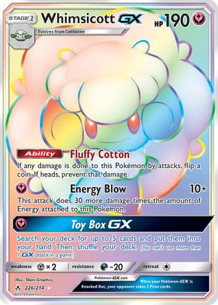 Whimsicott GX (Secret) 226 - Holofoil SM Unbroken Bonds - Secret Rare