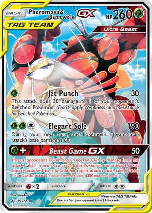 Pheromosa & Buzzwole GX (192) (Alternate Full Art) 192 - Holofoil SM Unbroken Bonds - Ultra Rare