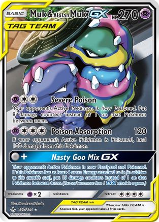 Muk & Alolan Muk GX (197) (Full Art) 197 - Holofoil SM Unbroken Bonds - Ultra Rare
