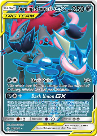 Greninja & Zoroark GX (200) (Full Art) 200 - Holofoil SM Unbroken Bonds - Ultra Rare