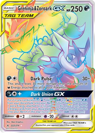 Greninja & Zoroark GX (Secret) 222 - Holofoil SM Unbroken Bonds - Secret Rare
