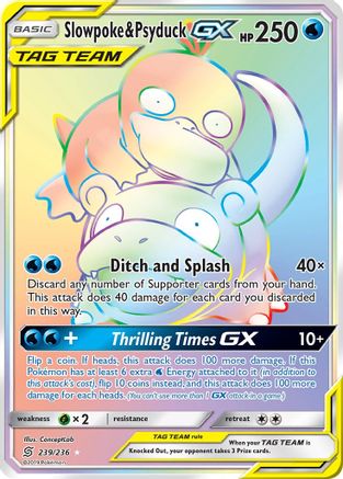 Slowpoke & Psyduck GX (Secret) 239 - Holofoil SM Unified Minds - Secret Rare