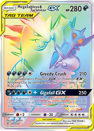 Mega Sableye & Tyranitar GX (Secret) 245 - Holofoil SM Unified Minds - Secret Rare