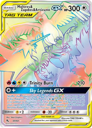 Moltres & Zapdos & Articuno GX (Secret) 069/68 - Holofoil Hidden Fates - Secret Rare