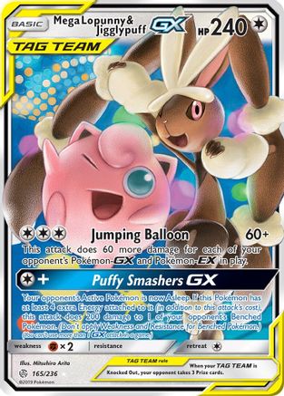 Mega Lopunny & Jigglypuff GX 165/236 - Holofoil SM Cosmic Eclipse - Ultra Rare