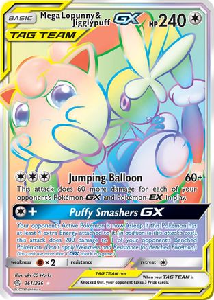 Mega Lopunny & Jigglypuff GX (Secret) 261 - Holofoil SM Cosmic Eclipse - Secret Rare
