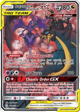 Naganadel & Guzzlord GX (Alternate Full Art) 224 - Holofoil SM Cosmic Eclipse - Ultra Rare