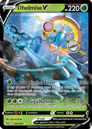 Dhelmise V 009/202 - Holofoil SWSH01 Sword & Shield Base Set - Ultra Rare