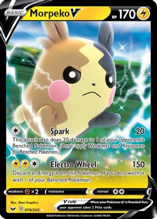 Morpeko V 079/202 - Holofoil SWSH01 Sword & Shield Base Set - Ultra Rare