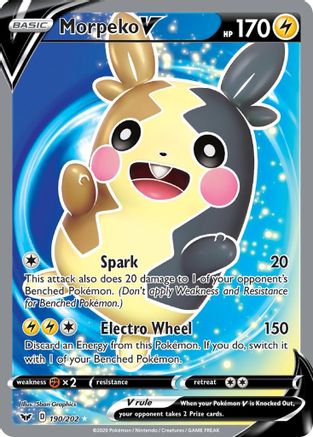 Morpeko V (Full Art) 190/202 - Holofoil SWSH01 Sword & Shield Base Set - Ultra Rare