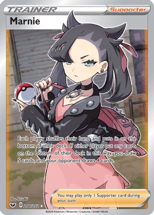 Marnie (Full Art) 200/202 - Holofoil SWSH01 Sword & Shield Base Set - Ultra Rare