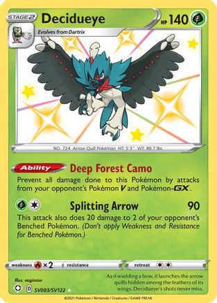 Decidueye SV003/SV122 - Holofoil Shining Fates Shiny Vault - Shiny Holo Rare