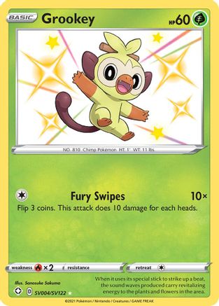 Grookey SV004/SV122 - Holofoil Shining Fates Shiny Vault - Shiny Holo Rare