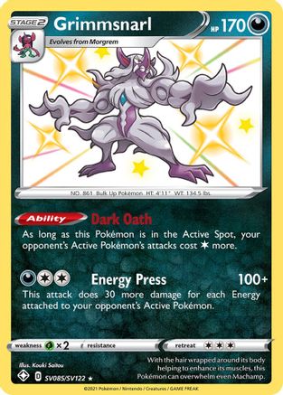 Grimmsnarl SV085/SV122 - Holofoil Shining Fates Shiny Vault - Shiny Holo Rare
