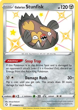 Galarian Stunfisk SV088/SV122 - Holofoil Shining Fates Shiny Vault - Shiny Holo Rare