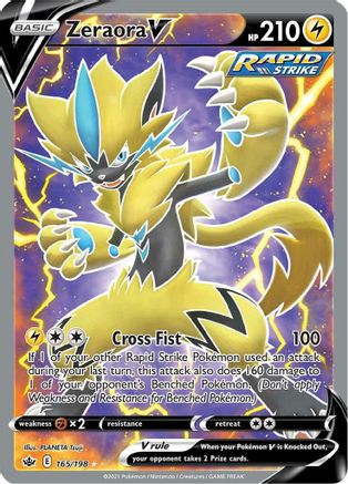 Zeraora V (Full Art) 165/198 - Holofoil SWSH06 Chilling Reign - Ultra Rare