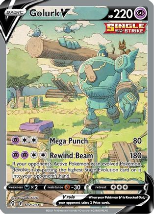 Golurk V (Alternate Full Art) 182/203 - Holofoil SWSH07 Evolving Skies - Ultra Rare