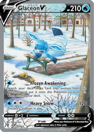 Glaceon V (Alternate Full Art) 175/203 - Holofoil SWSH07 Evolving Skies - Ultra Rare
