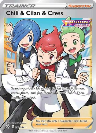 Chili & Cilan & Cress (Full Art) 258/264 - Holofoil SWSH08 Fusion Strike - Ultra Rare
