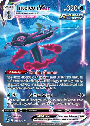 Inteleon VMAX (Alternate Art Secret) 266/264 - Holofoil SWSH08 Fusion Strike - Secret Rare