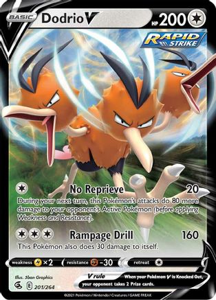 Dodrio V 201/264 - Holofoil SWSH08 Fusion Strike - Ultra Rare