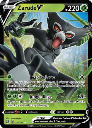 Zarude V 016/172 - Holofoil SWSH09 Brilliant Stars - Ultra Rare