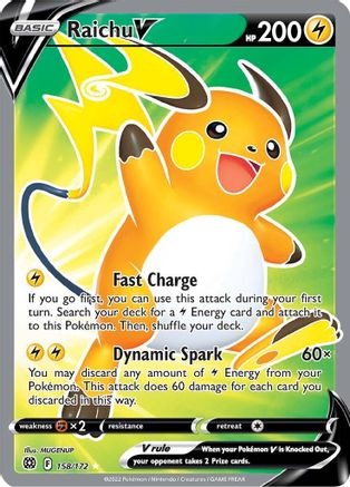 Raichu V (Full Art) 158/172 - Holofoil SWSH09 Brilliant Stars - Ultra Rare