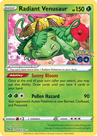 Radiant Venusaur 004/078 - Holofoil Pokemon GO - Radiant Rare