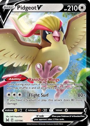 Pidgeot V 137/196 - Holofoil SWSH11 Lost Origin - Ultra Rare