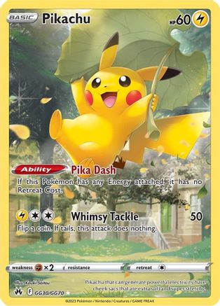 Pikachu GG30/GG70 - Holofoil Crown Zenith Galarian Gallery - Ultra Rare