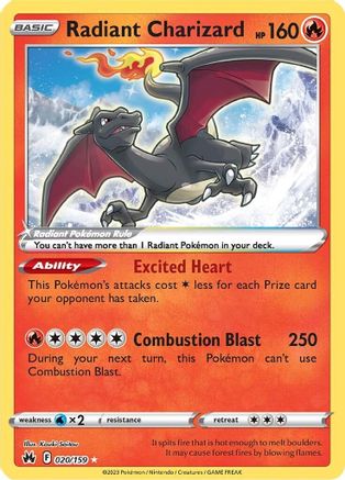Radiant Charizard 020/159 - Holofoil Crown Zenith - Radiant Rare