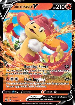 Simisear V 022/159 - Holofoil Crown Zenith - Ultra Rare