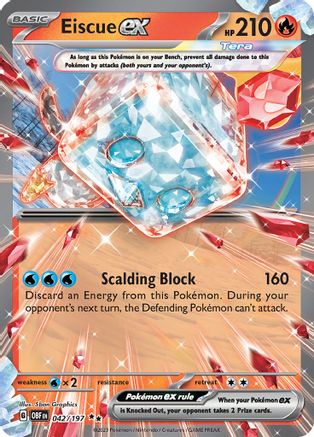 Eiscue ex 042/197 - Holofoil SV03 Obsidian Flames - Double Rare