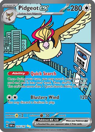Pidgeot ex 225/197 - Holofoil SV03 Obsidian Flames - Special Illustration Rare
