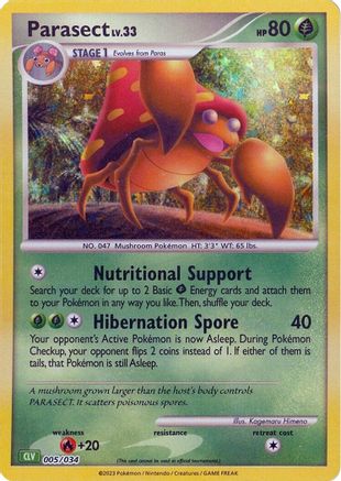 Parasect 005/034 - Holofoil Trading Card Game Classic - Classic Collection